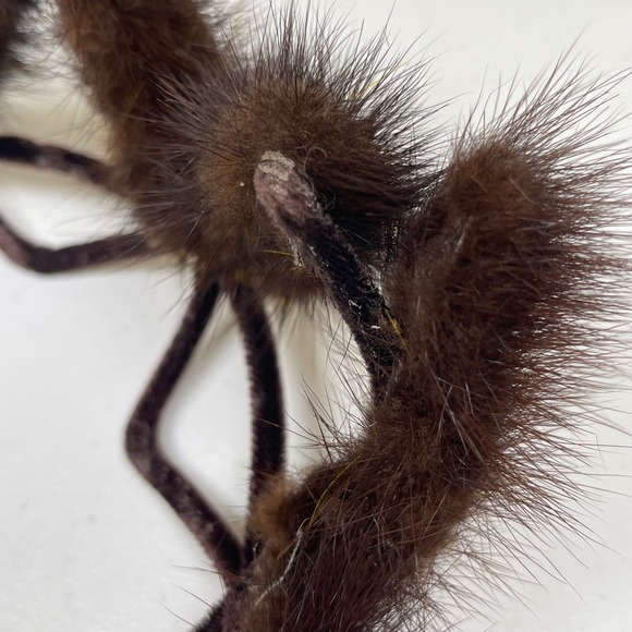 Vintage Mink Fur Pillbox‎ Hat Velvet Ribbon Bow Brown 50s 60s Party Cocktail - Picture 7 of 9